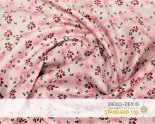 Baumwollstoff Rosa mit pinken Blumen Print