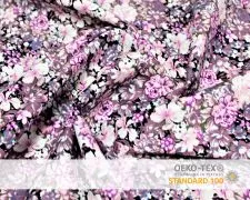 Baumwollstoff Vintage Altrosa mit lila Blumen Print