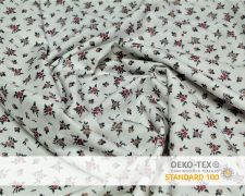 Baumwollstoff Weiß mit mini altrosa Blumen Print
